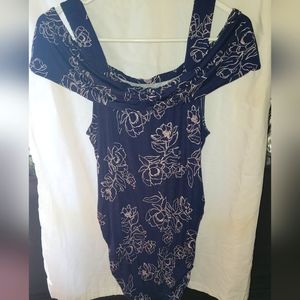Motherhood Maternity Blouse Sz S Navy&White Floral